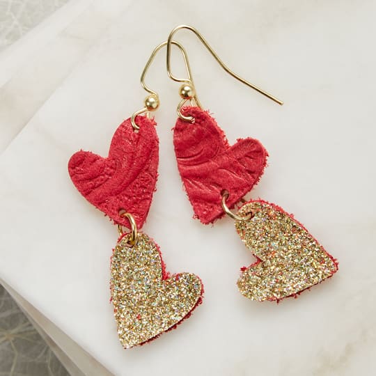Valentine/'s Day gift animal print earrings lightweight earrings red leather earrings Valentines Day earrings heart earrings